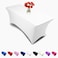 Luxury Collection 8ft Tablecloth Rectangular Spandex Linen - White Table Cloth Fitted Cover for 8 Foot Folding Table, Wedding Linens Banquet Cloths Rectangle Covers