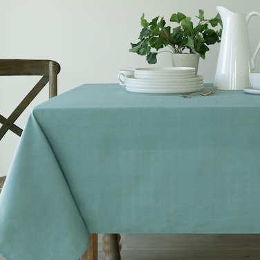 Benson Mills Cameron Textured Fabric Table Cloth, for Everyday Home Dining, Parties, Weddings &amp; Spring Holiday Tablecloths (60" x 84" Rectangular, Nile Blue)
