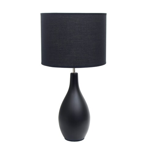 Simple Designs LT2002-BLK Oval Bowling Pin Base Ceramic Table Lamp, Black
