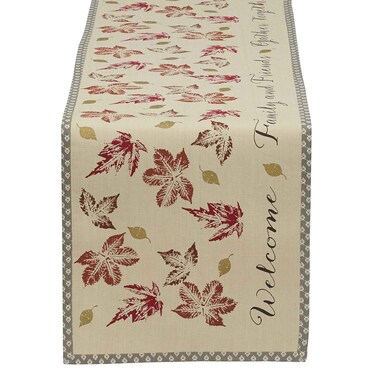 DII Rustic Autumn Leaves Kitchen Collection Thanksgiving &amp; Fall Table D&Atilde;&copy;cor, Reversible Table Runner, 14x72