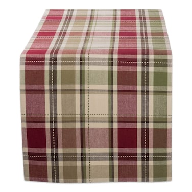 DII Fall &amp; Thanksgiving Dining Table D&Atilde;&copy;cor Reusable Cotton Fabric, Table Runner, 13x36, Rustic Homespun Plaid
