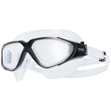 TYR Rogue Swim Mask Adult Fit, Clear/Grey/Black