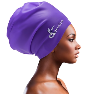 Waterproof Extra Large Silicone Swimming Caps Turban for Black Women Girls Men with Long Hair Braids Dreadlocks to Keep Hair Dry