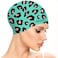 Marsolly Swim Cap Women, Silicone Swimming Cap for Long Hair with Leopard Printed Pink