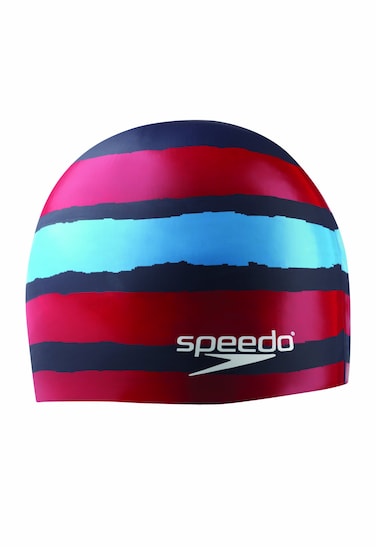 Speedo Silicone 'Flash Forward' Swim Cap, Navy/Red