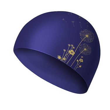 WAVEYU Swim Cap Silicone, Swimming Cap for Women, Cute Swim Caps for Girls Kids Unique 3D Pattern Design Comfort Ease Waterproof Bathing Swimming Caps Durable for Short Hair Braids, Blue