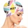Jonhasoo Silicone Swim Cap for Women, Waterproof Long Hair Swimming Caps with Fashion Printed
