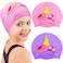IJRPLM 2 pcs Swimming Cap for Kids,Kids Swim Caps,Waterproof Bathing Caps for Boys Girls (Age 3-12),Silicone Kids Swim Cap for Long and Short Hair to Keep Hair Dry(Purple+Pink)