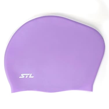 Swim Time Log Swim Cap for Long Hair, Silicone Swim Cap for Braids and Dreadlocks Women, Best Swim Cap to Protect Your Hair, Gifts for Friend - Soft, Comfortable, Non-Slip (Long Hair Cap, Purple)