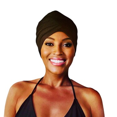 Waterproof Swim Turban, Keeps Hair Dry, Natural Hair Protection, Swimming Pools, Salt Water, UV Rays, Non-Slip, Swim Cap, Bathing Cap, Silicone (Beige)