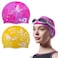 Vsidea 2 Pack Womens Silicone Swim Cap, Unisex Durable Silicone Swimming Cap for Adults Youths Swim Bath Hats caps (Pink + Yellow)