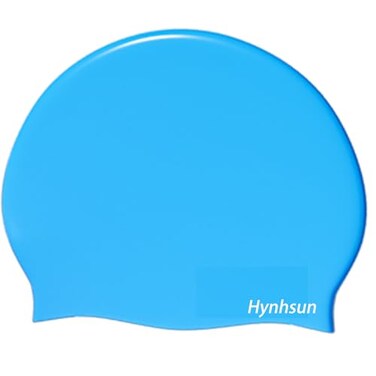 Hynhsun classic unisex silicone swimming cap for women and men, flexible, unisex, waterproof, intensive training, comfortable, anti-slip (blue)