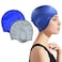 Vsidea Silicone Swim Cap (2pack),Ear Protection 3D Ergonomic Design Waterproof Bathing Solid Swimming Cap Ear Cover Pockets Comfortable for Adult Men Women Long Hair (Black+Silver)