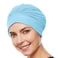 Beemo Swim Caps for Women Swimming Turban Polyester Latex Lined Pleated for Ladies - Light Blue