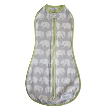 Woombie Convertible Baby Swaddling Blanket, Swaddle Converts to Arms-Free Wearable Blanket for Babies Up to 6 Months, Stardust Elephant, 14-19 lbs