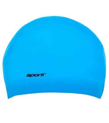 Sporti Long Hair Silicone Swim Cap for Women, Silicone Swimming Cap for Long Thick Hair, Adult Waterproof Swim Hats Bathing Caps to Keep Hair Dry - Blue