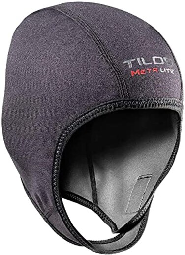 Tilos 1mm Metal-Light Coated Neoprene Adjustable Beanie for Surf Surfing Kayak Rafting Canoe Snorkel Swimming Cap Hat (Black, 2XL)