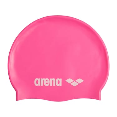 Arena Classic Unisex Soft Silicone Swim Cap for Women and Men, Intensive Training and Racing Comfortable Non-Slip Long Hair Swimming Hat, Bright Pink