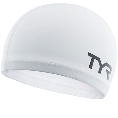TYR Silicone Comfort Adult Swim Cap - White