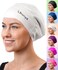 Limmys Adult Long Hair Swimming Cap - 100% Silicone Swim Caps for Men and Women - Premium Quality, Stretchable and Comfortable Swimming Hats (Medium, White)