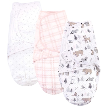 Hudson Baby Unisex Baby Quilted Cotton Swaddle Wrap 3pk, Winter Forest, 0-3 Months
