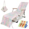 VOCOOL Beach Chair Towel Chaise Lounge Cover with Pockets and Clips Pool Chair Towel for Outdoor Patio Garden(Pink)