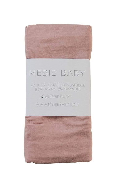 Mebie Baby Dusty Rose Stretch Swaddle, Modern and Neutral Swaddle Blanket for Baby Girl, Soft Baby Blankets, Newborn Swaddle Blanket, 0-3 Month, Comfy Wrap, Baby Essentials &amp; Gifts (47" x 47")