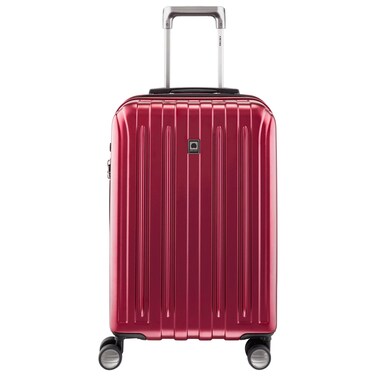 DELSEY PARIS Titanium Hardside Expandable Luggage with Spinner Wheels, Black Cherry Red, Carry-On 21 Inch
