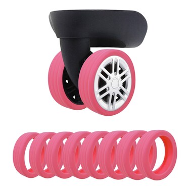 LEWSHQI 8PCS Luggage Wheel Covers-Carry on Luggage Suitcase Wheels Protector/Luggage Caster Cover for Most 8-Spinner Wheels Luggage Sets,Silicone Case for Suitcases Wheel/Luggage Accessories/Pink