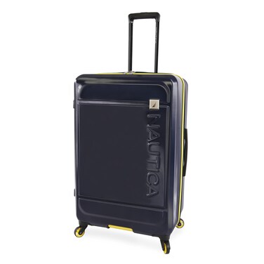 NAUTICA Roadie Hardside Spinner Luggage, Navy/Yellow, Checked-Large 29-Inch