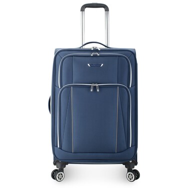 Traveler's Choice Lares Softside Expandable Luggage with Spinner Wheels, Navy, Checked 26-Inch