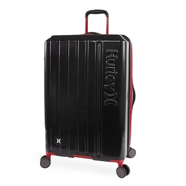 Hurley Swiper Hardside Spinner Luggage, Black/Red, Checked-Large 29-Inch