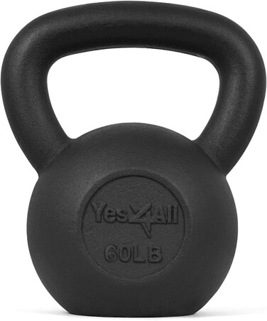Yes4All 60 lbs Kettlebell Heavy Cast Iron Solid Smooth Handle Weights for Women/Men, Strength Training Equipment