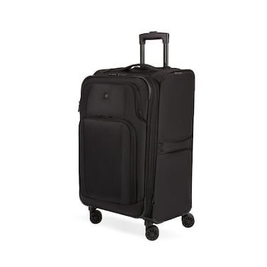 SwissGear Sion II Softside Expandable Luggage with Spinner Wheels, Black, Checked-Medium 24-Inch