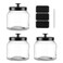 Hyperspace Glass Cookie Jar Food Container with Airtight Black Metal Lid, Medium, 3PCS