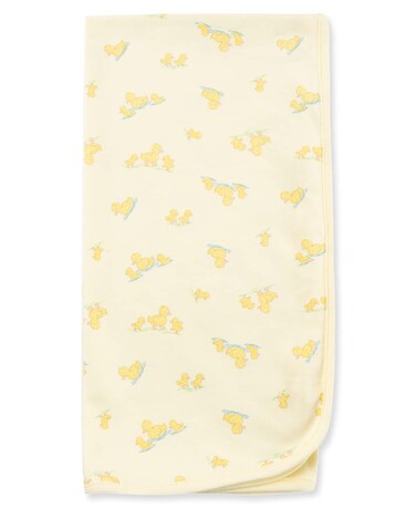 Little Me Gender Neutral Duckies Swaddling Receiving Blanket, 30 x 27 Inches