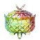 SOCOSY Royal Embossed Crystal Candy Box with Lid Footed Jewelry Box Candy Jar Cookie Jar Wedding Candy Buffet Jars Kitchen Storage Jar 10oz (Rainbow)