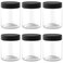8 Oz Clear Plastic Jars with Black Lids Refillable Kitchen Storage Containers for Dry Food, Coffee, Nuts and More, 6 Pack