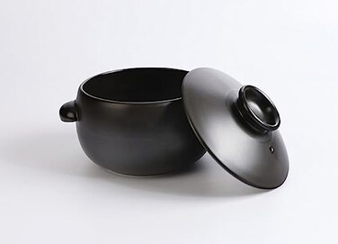 BALWOO Korean Earthenware Pot Ttukbaegi, Ceramic Clay Cooking Pot Petalite Casserole, Heat Resistant Ceramic Pot, Zero-Crack Stone Bowl Stockpot Soup Cookware (Mini)