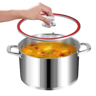 LEUGWAKN Stockpots 10 Quart- Stainless Steel Stock Pot With Lid-Soup Pot-Induction Pot-Cookware Pot-Cooking Pot-Corck Pot