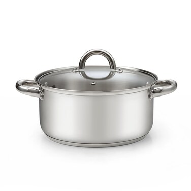 Cook N Home 5.5-Quart Sauce Pot Stainless Steel Stockpot with Glass Lid, Basics Saucier Casserole Stock Pot