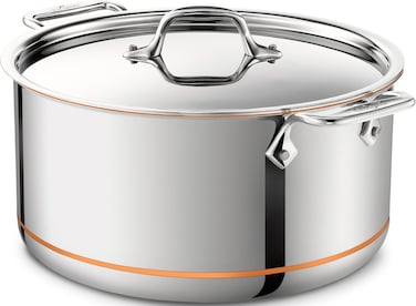 All-Clad Copper Core 5-Ply Stainless Steel Stockpot 8 Quart Induction Oven Broiler Safe 600F Pots and Pans, Cookware Silver