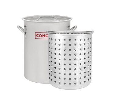 CONCORD 42 QT Stainless Steel Stock Pot w/Basket. Heavy Kettle. Cookware for Boiling (42)