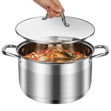 LEUGWAKN Stainless Steel Stock pot-10 Quart pot-Stockpots with Lid -Soup Pot-Induction Pot-Cookware-Cooking Pot-crock pot