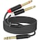 HOSONGIN 1/4 inch TRS Stereo to Dual 1/4 inch TS Mono Y-Splitter Insert Cable, Nylon Braided Jacket Gold-Plated Plug Double Shielding Cable, 6.6 Feet