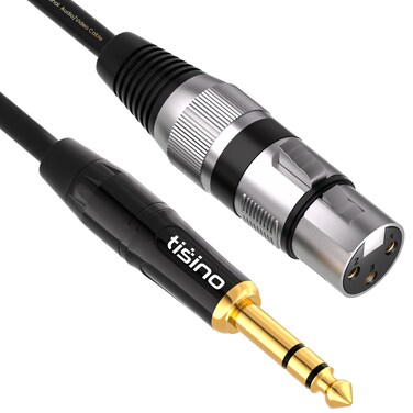 tisino XLR Female to 1/4 Inch (6.35mm) TRS Jack Lead Balanced Signal Interconnect Cable XLR to Quarter inch Patch Cable Micphone Cable - 10 Feet