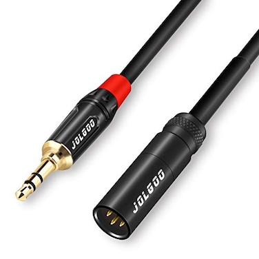 JOLGOO Mini XLR Male to 3.5mm Stereo Audio Plug Cable, 3-pin Mini XLR Male to 1/8" TRS Plug Cable, for BMPCC 4K Camera Video Assist 4K Sharp 8K, 3.3 Feet