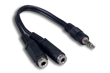 Cablelera 3.5mm Stereo Audio Splitter Cable M/F X2, 6", Black (ZCUUFMMF-6IN)