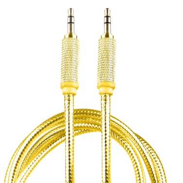 Lilware Braided Nylon Transparent PVC Jacket 1M Aux Audio Cable 3.5mm Jack Male to Male Cord for Multimedia Devices - Gold