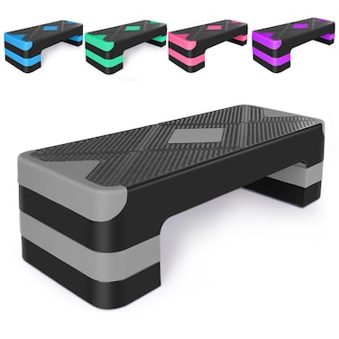 Adjustable Workout Aerobic Stepper in Fitness &amp; Exercise Step Platform Trainer 3 settings adjustable height 4&acirc;&euro;-6&acirc;&euro;-8&acirc;&euro;